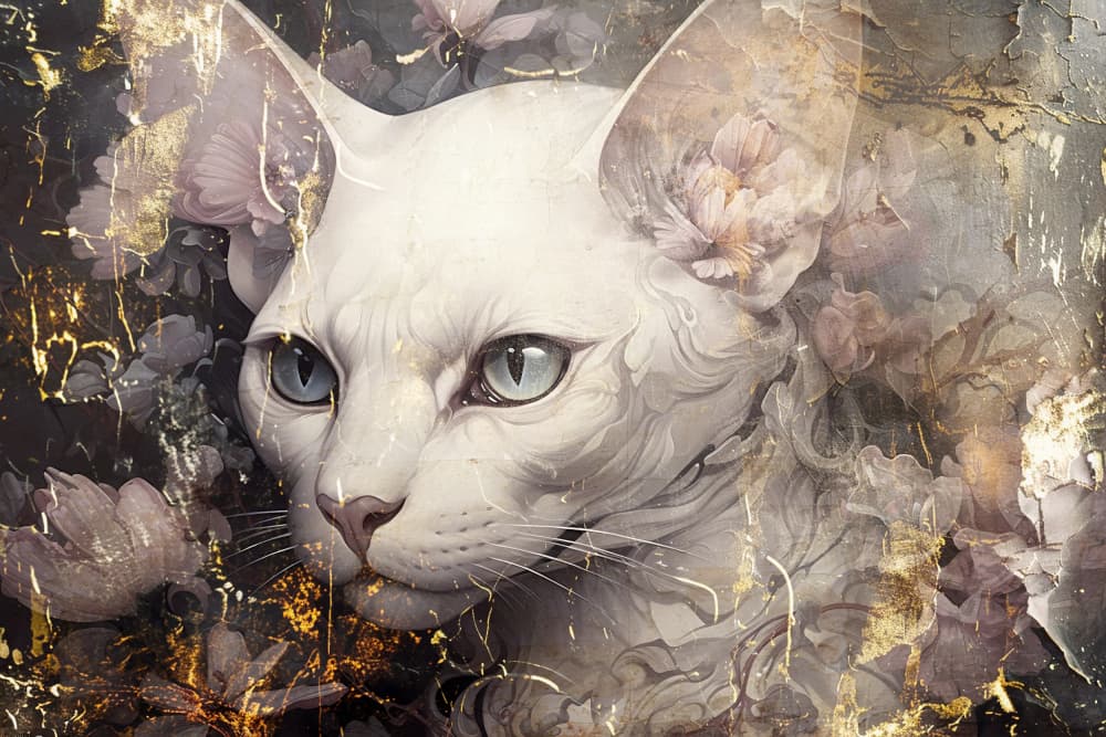 Cat Animal Vintage Art Illustration Wallart 04 by Rafal Kulik — canvas wall art