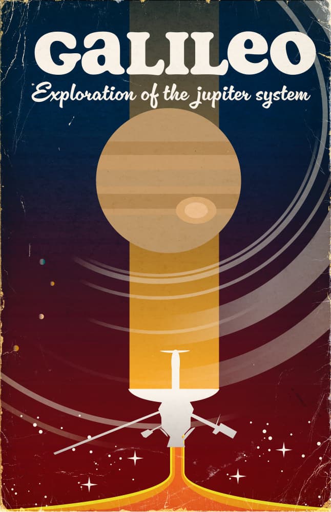 Retro Jupiter Space Exploration by Nicholas — canvas wall art