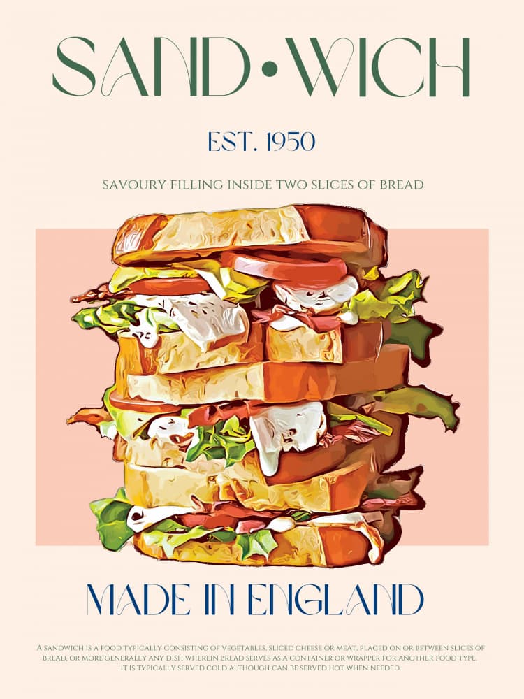 Vintage English Sandwich by Nazma Khokhar — canvas wall art