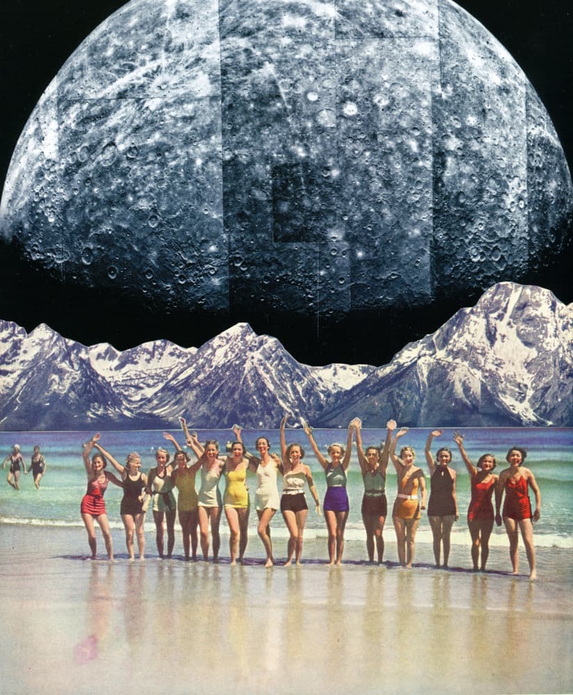 Retro Beach Moon by Betty Klaasse — canvas wall art