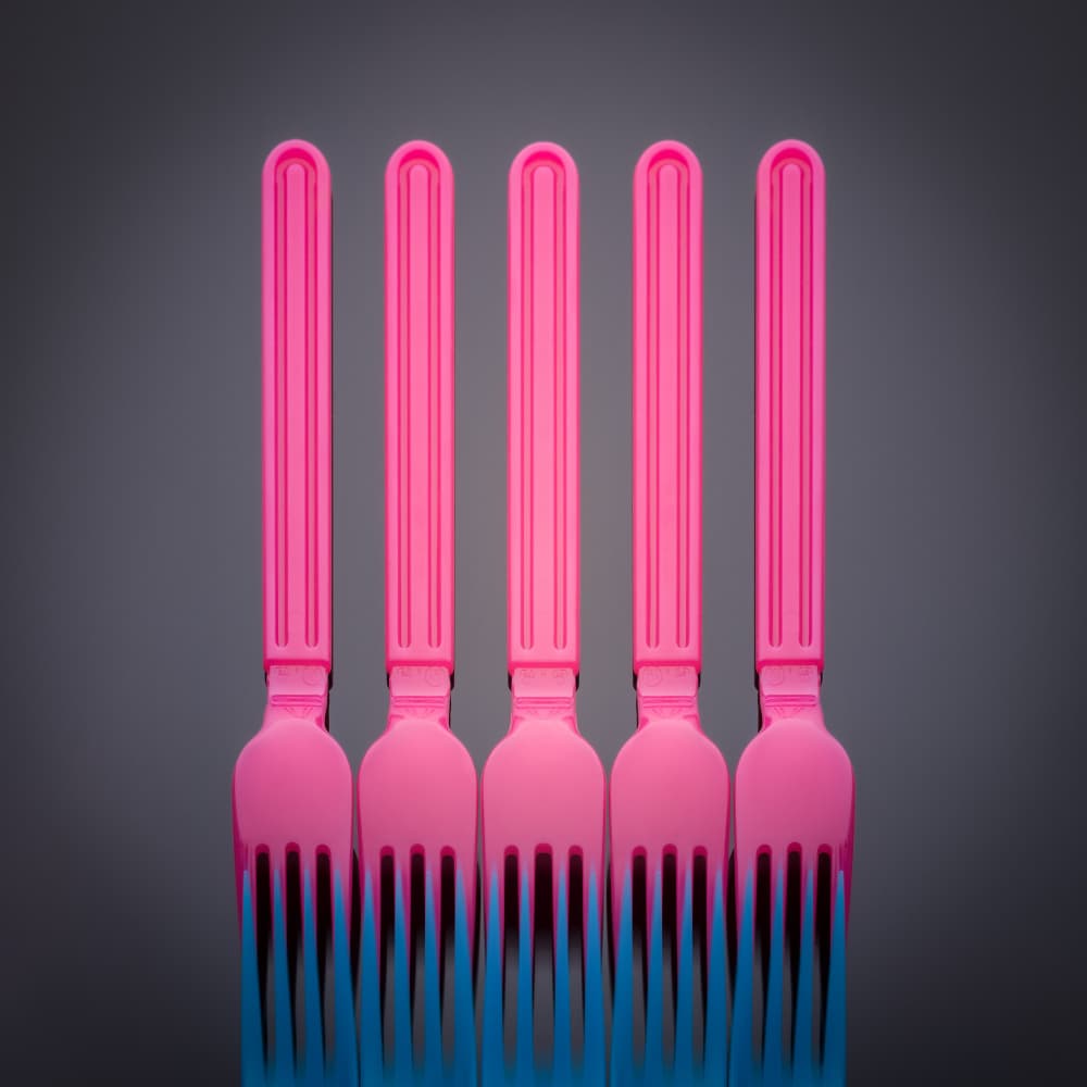 Pink and Blue Forks by Rico Cavallo — canvas wall art