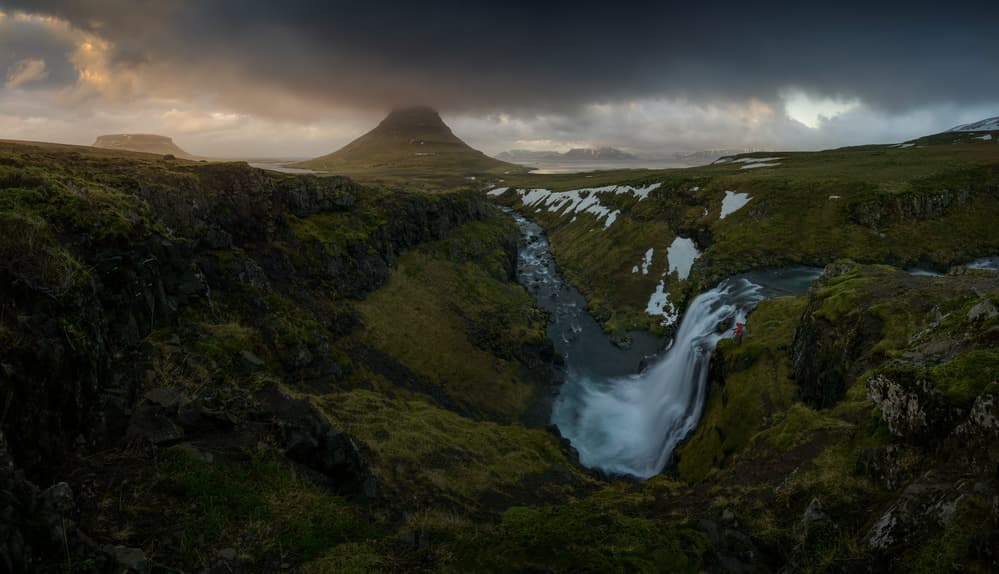 Moody Kirkjufell Landscape by David Martin Castan — canvas wall art