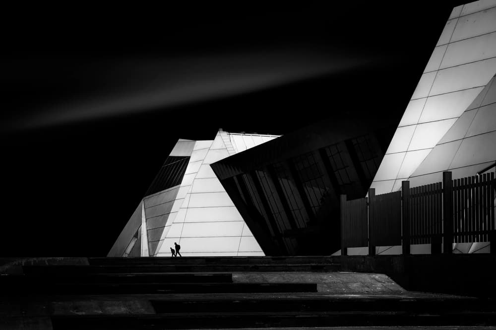 Architectural Silhouette Walk by Ibrahim Nabeel — canvas wall art