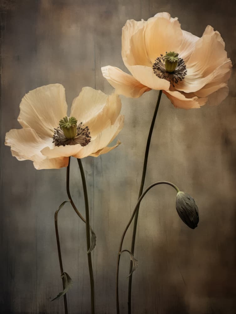 Muted Poppy Serenity by Bilge Paksoylu — canvas wall art