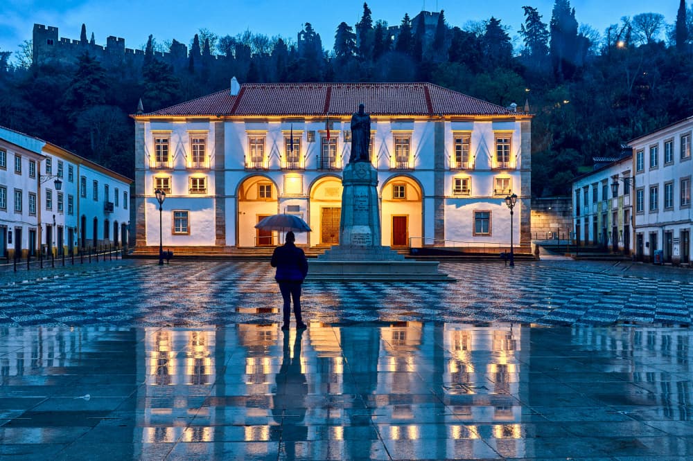 Rainy City Square Reflection by Valentin Borsan — canvas wall art
