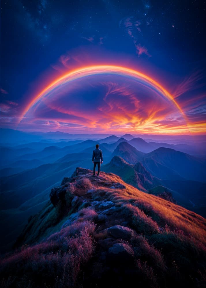 Mountain Rainbow Sunset by Ritvik takkar — canvas wall art