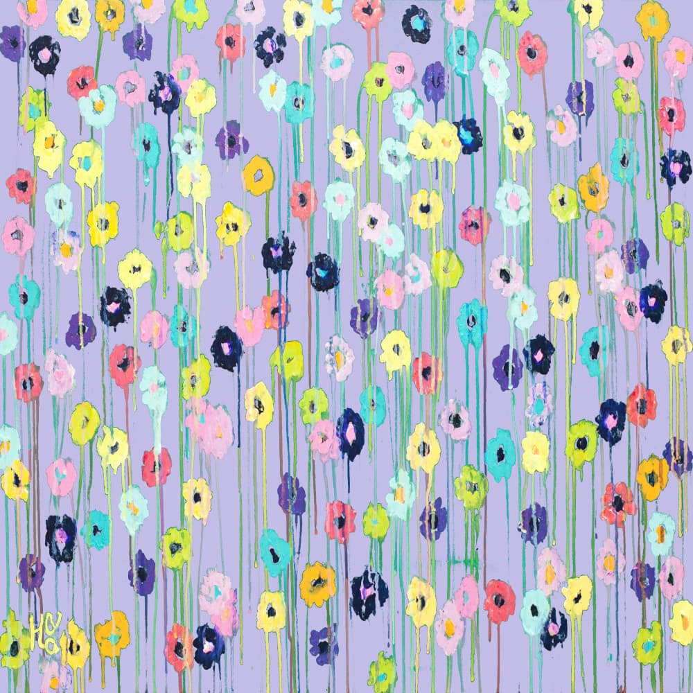 Vibrant Dripping Flowers by Helen Joynson — canvas wall art