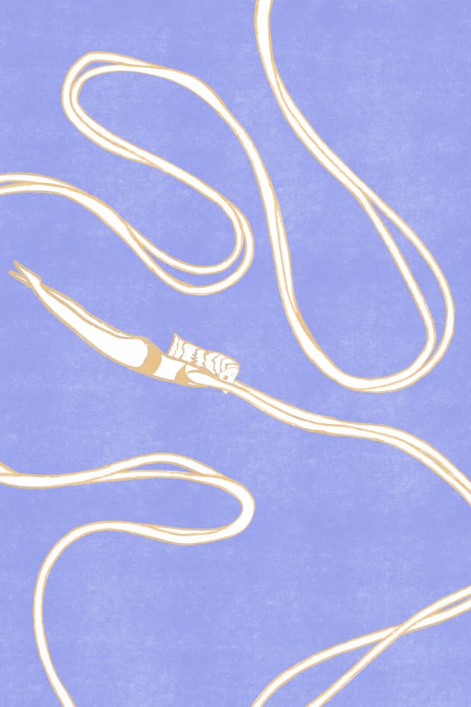 Ethereal Swimmer Golden Rope by Mela Patterns — canvas wall art