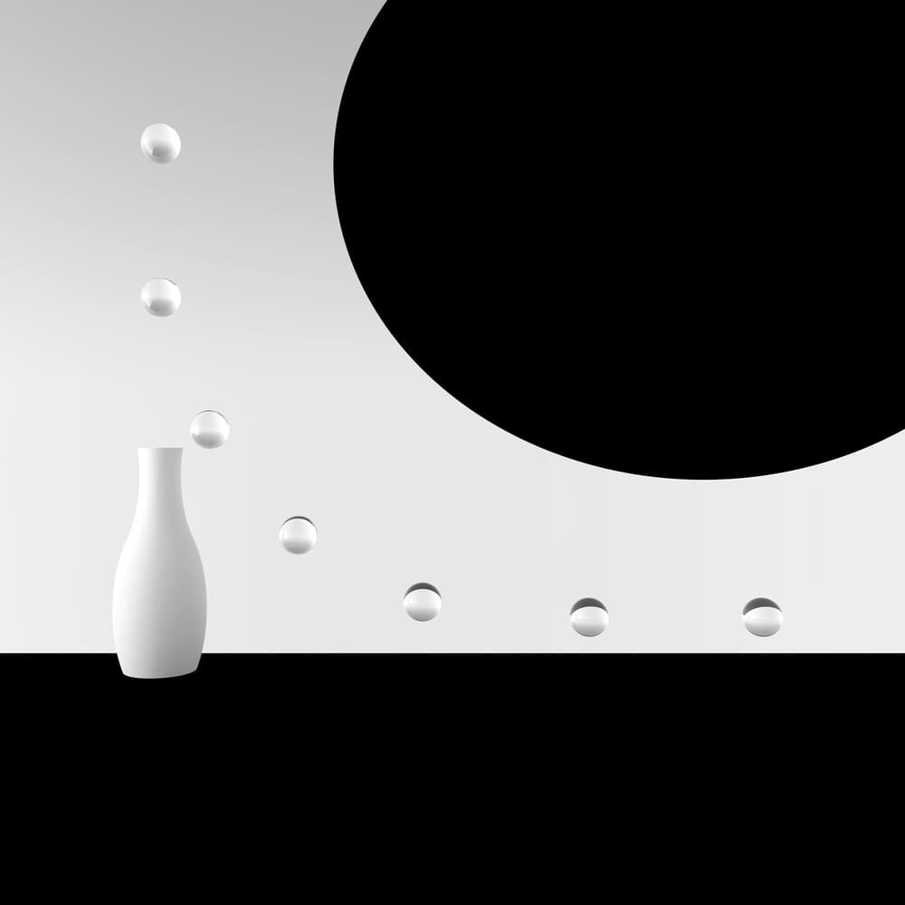 White Vase and Floating Orbs by Antonyus Bunjamin (Abe) — canvas wall art