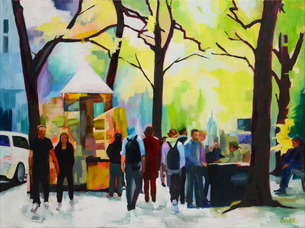 Vibrant City Stroll by Maxine Shore — canvas wall art