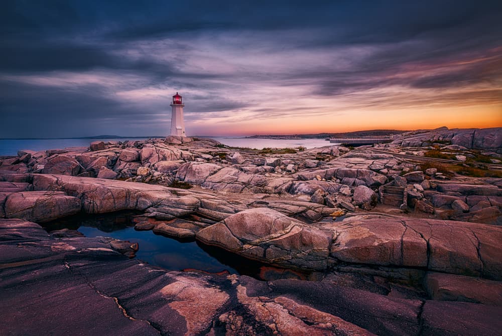 Coastal Lighthouse Sunset by Ben.C.L — canvas wall art