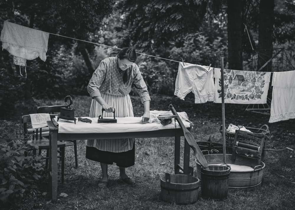 Vintage Laundry Day by Miroslaw Prybinski — canvas wall art