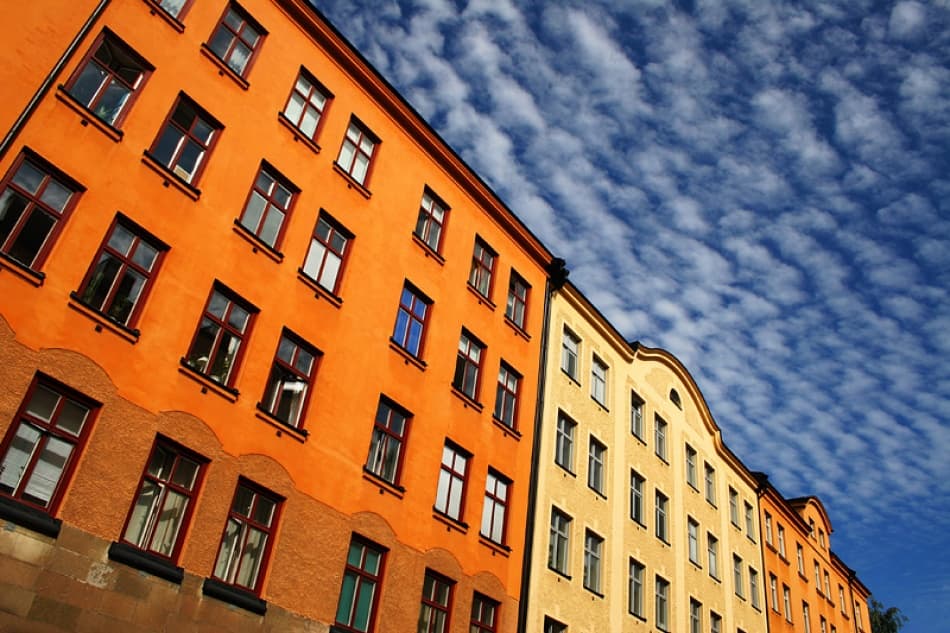 Vibrant City Buildings Sky by Bror Johansson — canvas wall art