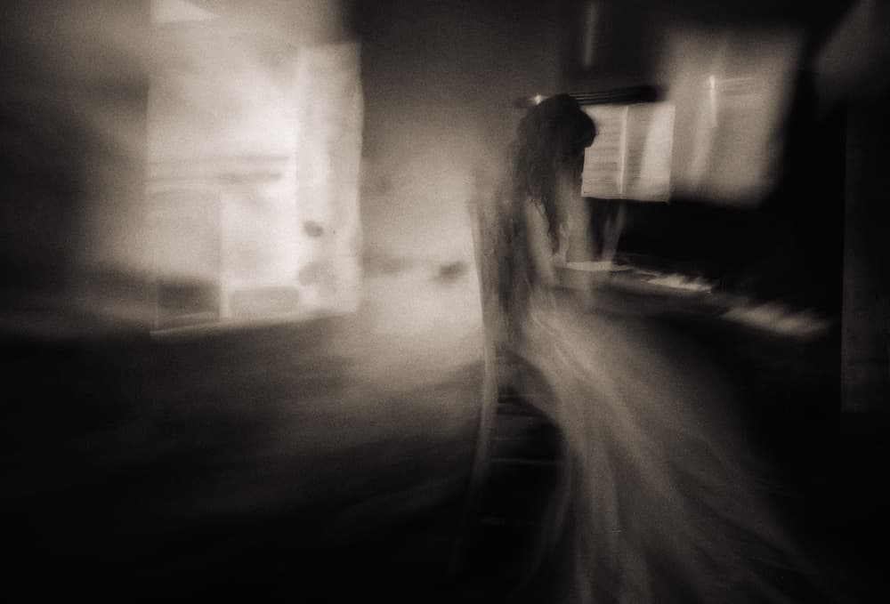 Ghostly Piano Player by Charlaine Gerber — canvas wall art