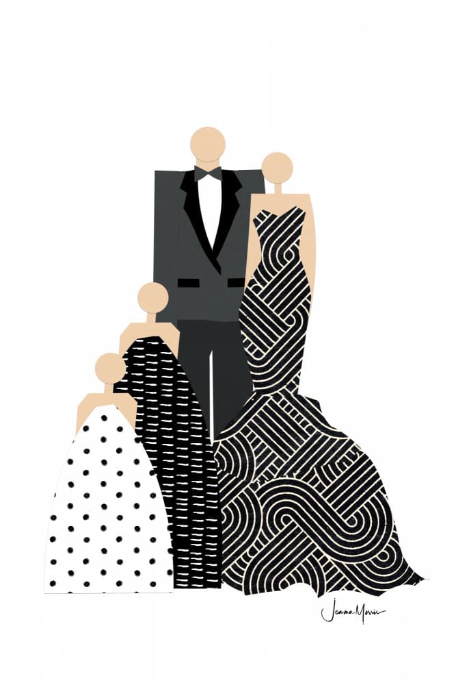 Stylish Black Tie Family by Jemma Morris — canvas wall art
