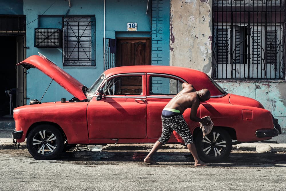 Red Classic Car Work by Andy Bauer — canvas wall art