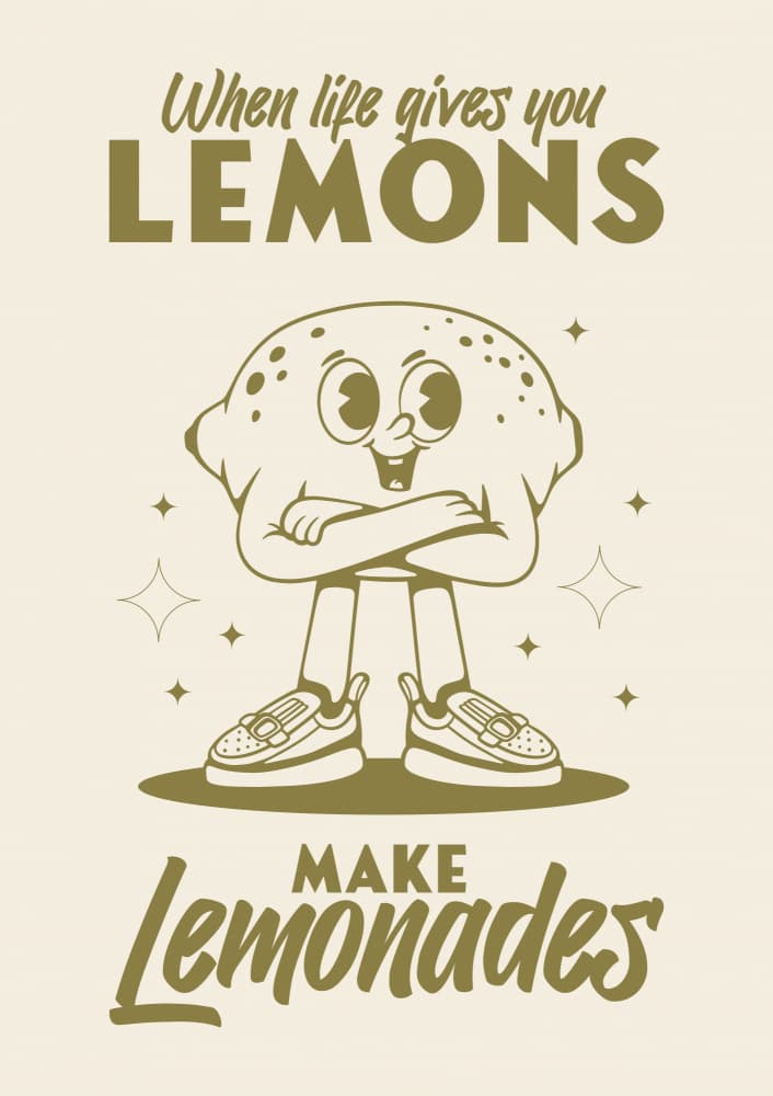Retro Lemon Motivation by Alina Shulhouskaya — canvas wall art