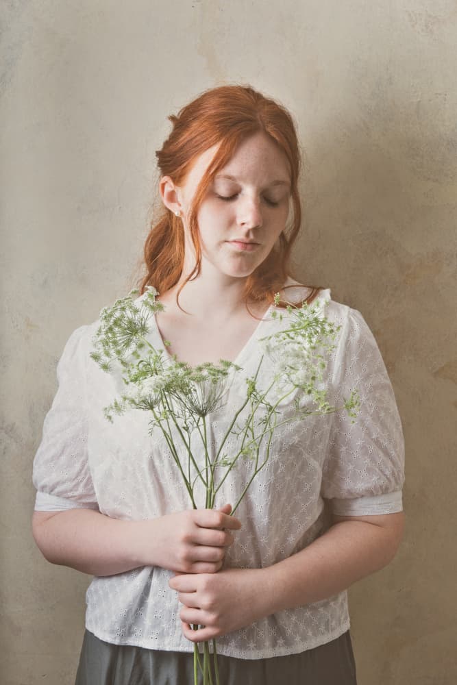 Serene Woman With Flowers by Ruth Franke — canvas wall art