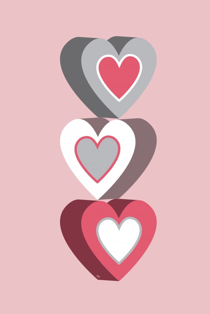 Stacked Heart Trio by Martina — canvas wall art