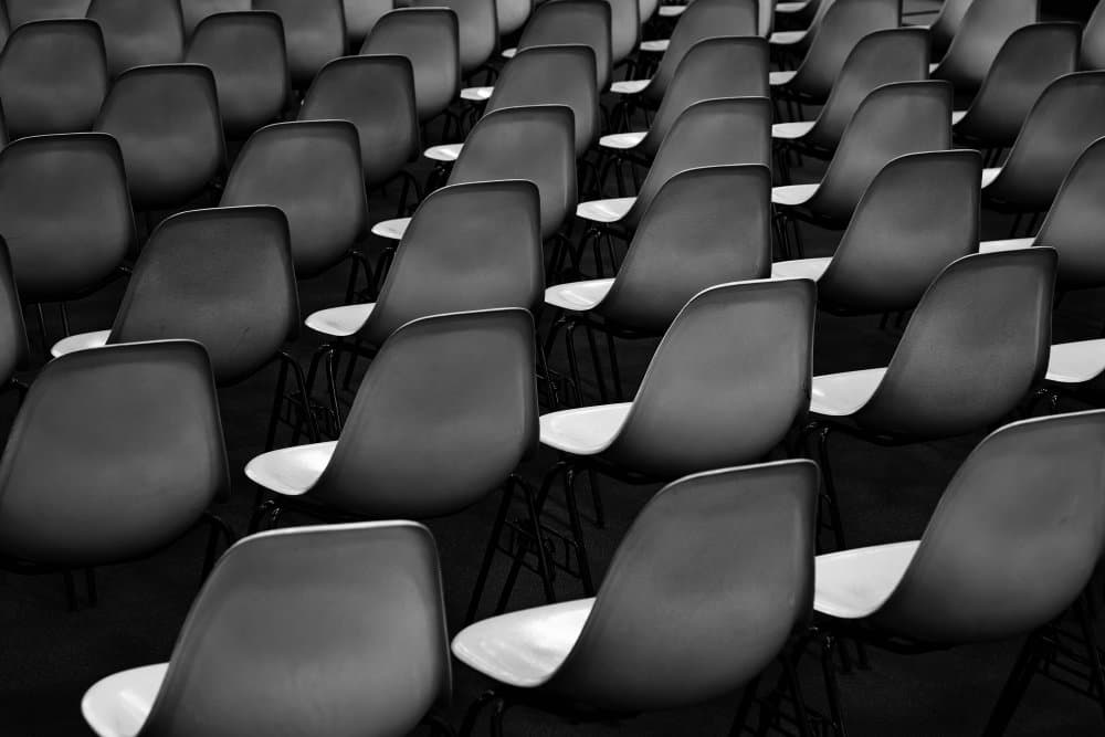 Rows of Auditorium Chairs by Peter Pfeiffer — canvas wall art
