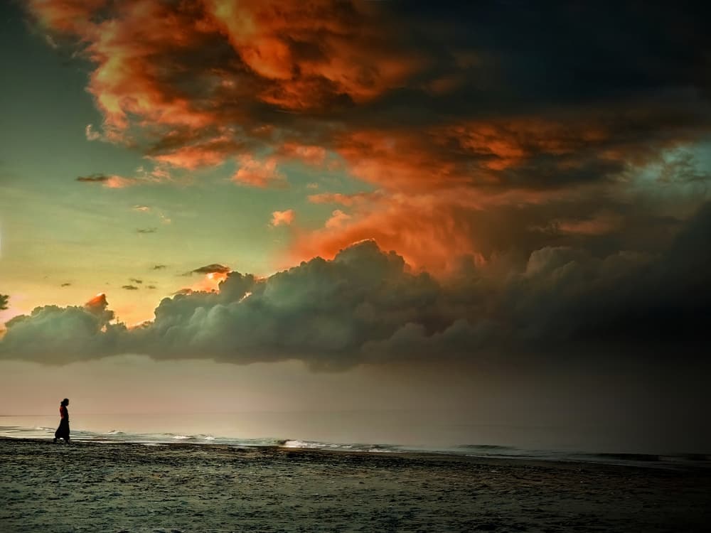 Walking Under Fiery Clouds by Adela Lia Rusu — canvas wall art