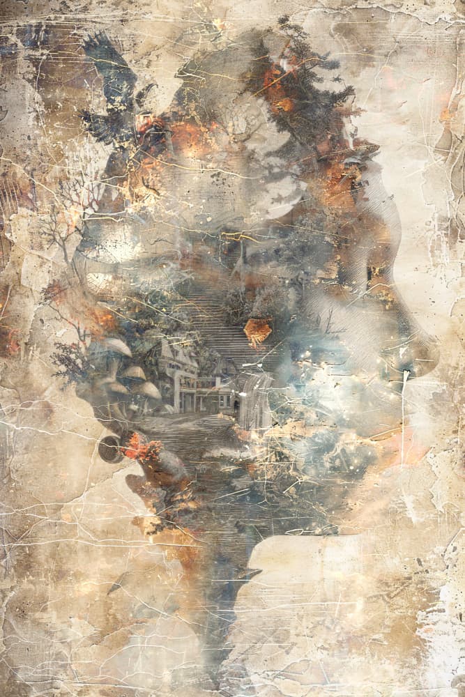 Fantasy Mindscape Profile by Rafal Kulik — canvas wall art