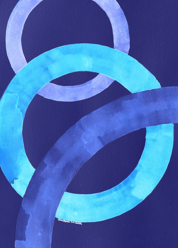 Serene Blue Circles by Santhosh ch — canvas wall art
