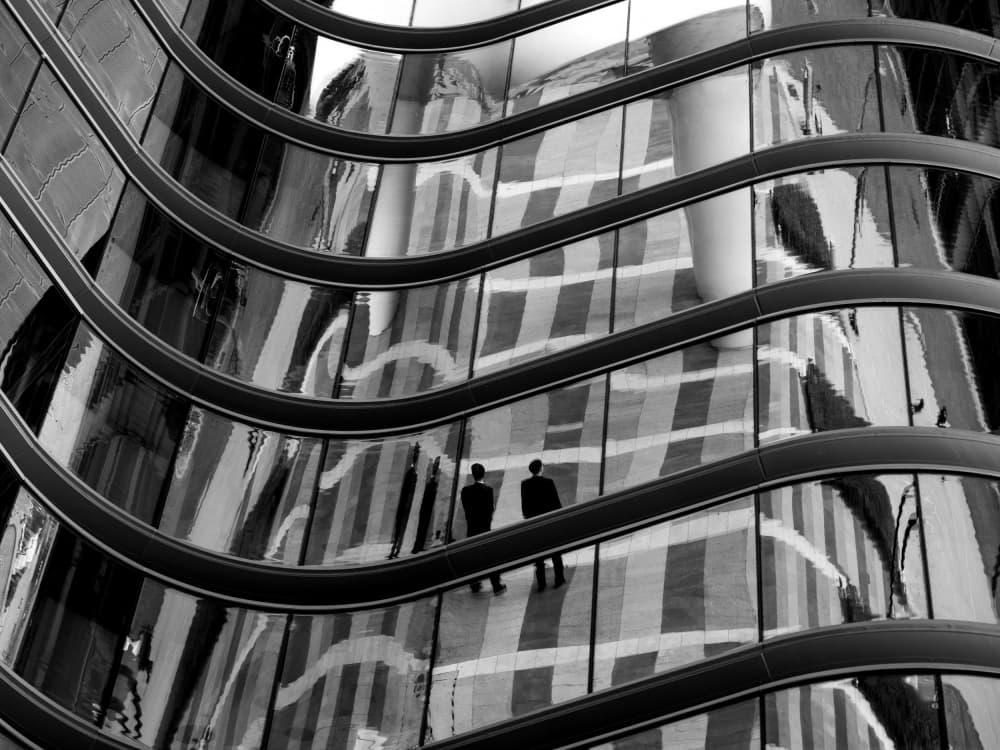 Two Men City Reflections by HAN dong hee — canvas wall art