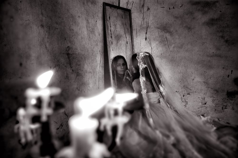 Gothic Bride Mirror by Joey Bangun — canvas wall art