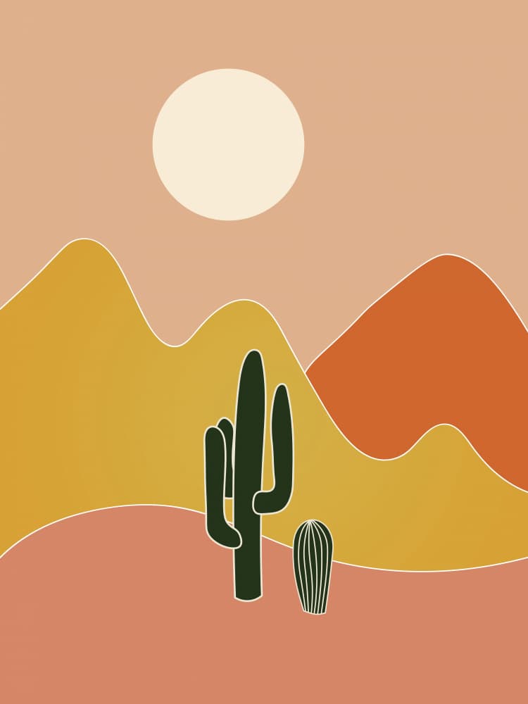 Desert Cactus Landscape by Natasha Playell — canvas wall art