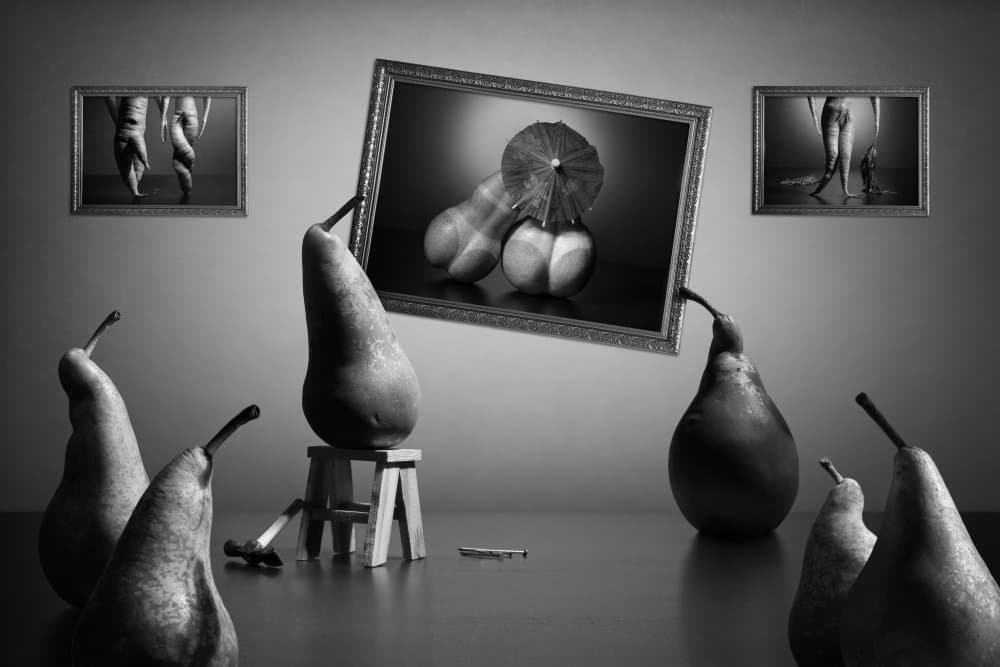 Pears Observe Art Gallery by Victoria Glinka — canvas wall art