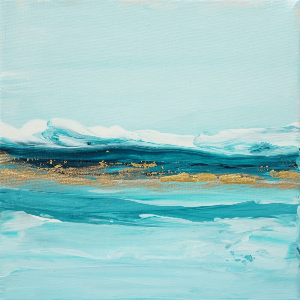 Aqua Gold Waves by Françoise Wattré — canvas wall art