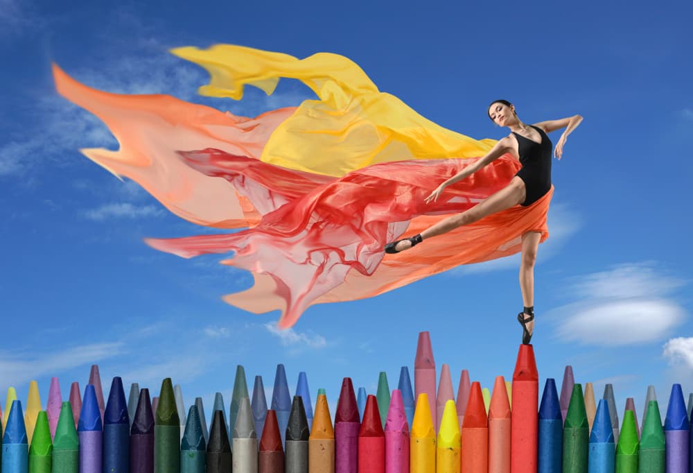 Graceful Dancer Crayons by Rawisyah Aditya — canvas wall art