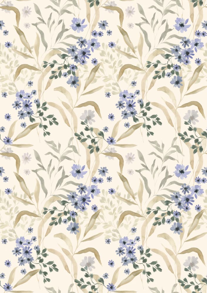 Soft Blue Floral Pattern by Linda Sitniece — canvas wall art