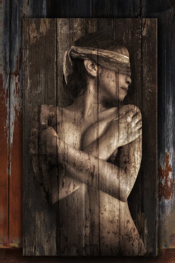 Rustic Blindfolded Woman by Jan Donckers — canvas wall art