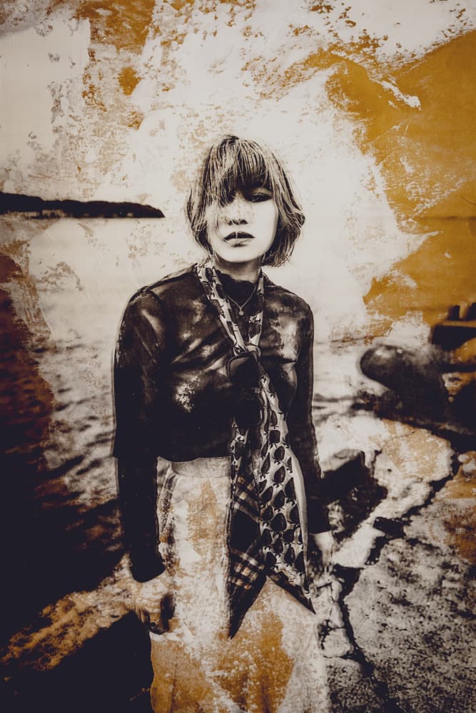 Textured Portrait Woman by Kurosaki Sangan — canvas wall art