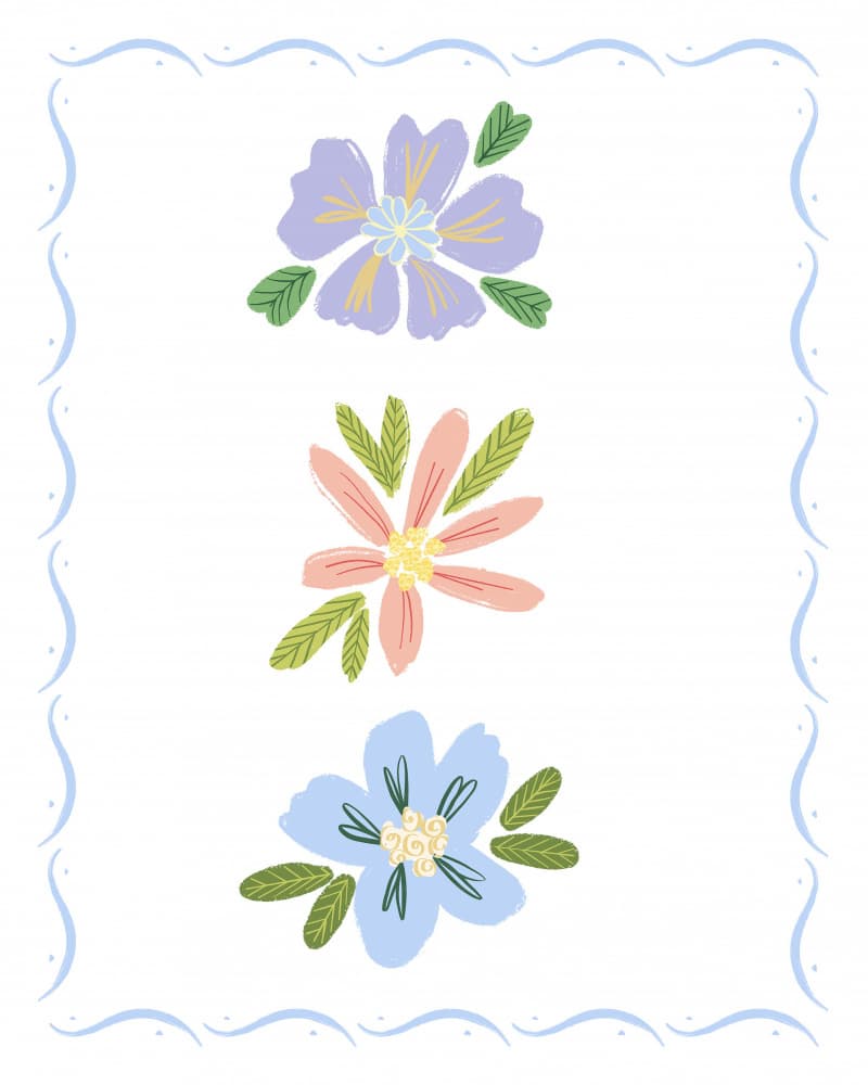Pastel Whimsical Flowers by Giovanna Julião — canvas wall art
