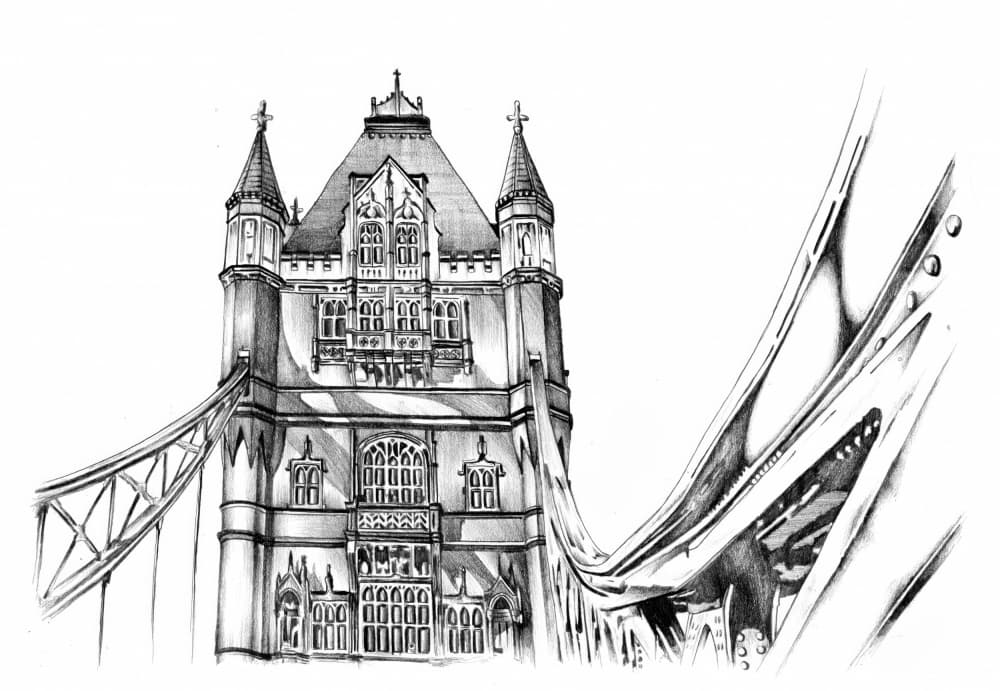 Iconic London Architecture Sketch by Kulik — canvas wall art