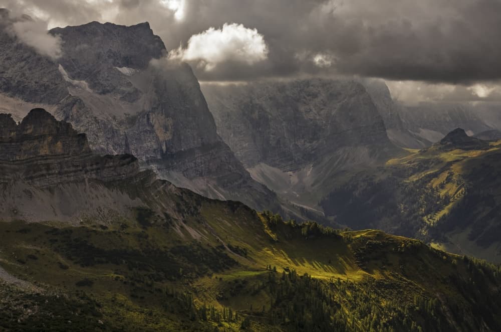 Sunlit Alpine Valley by Nina Pauli — canvas wall art