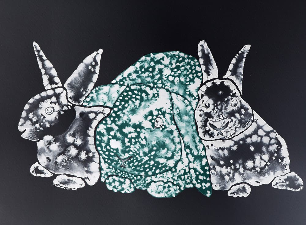 Whimsical Bunny Trio by Santhosh ch — canvas wall art