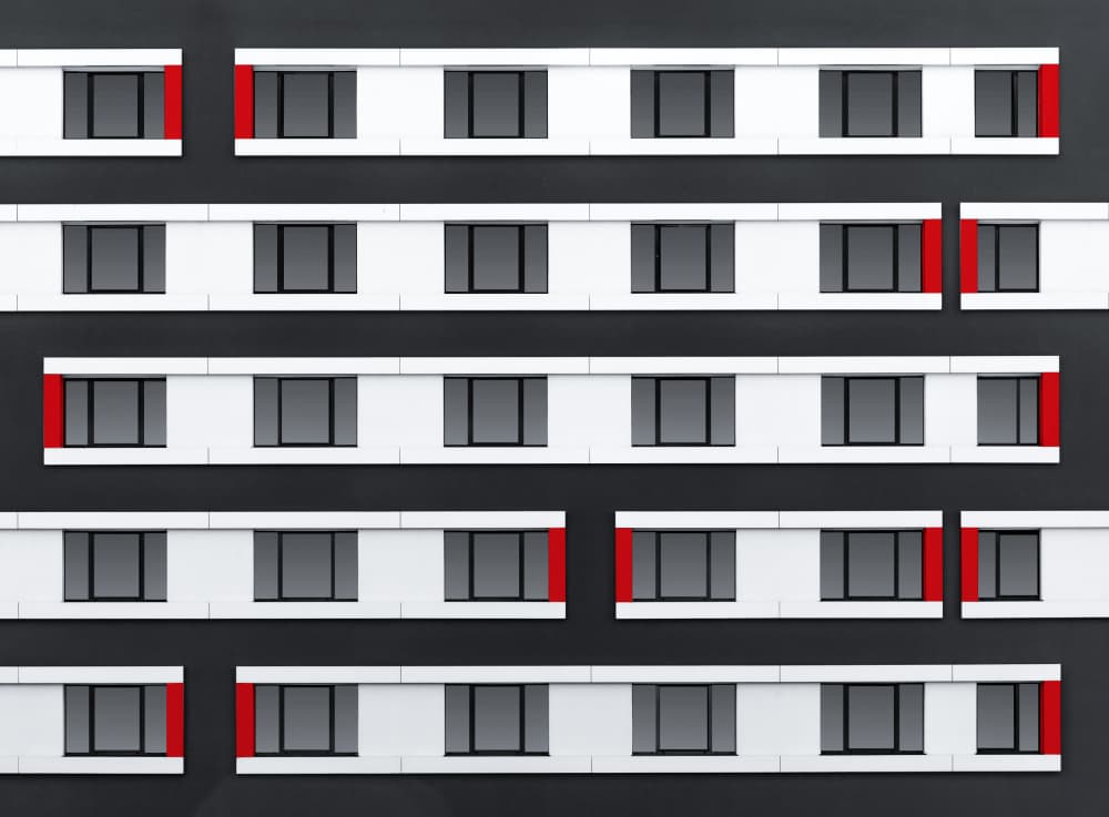 Modern Red Windows by Roland M Schwerdtfeger — canvas wall art
