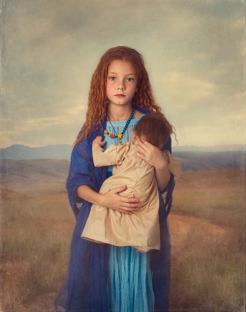 Red-Haired Girl and Doll by Svetlana Melik-Nubarova — canvas wall art