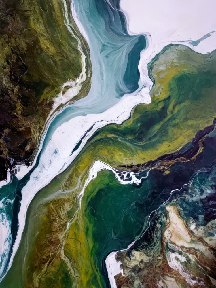 Winding Emerald Waters by Alpenglow Workshop — canvas wall art