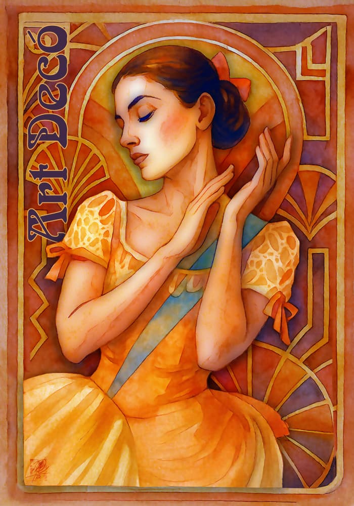 Elegant Art Deco Woman by Osvaldo Russo — canvas wall art