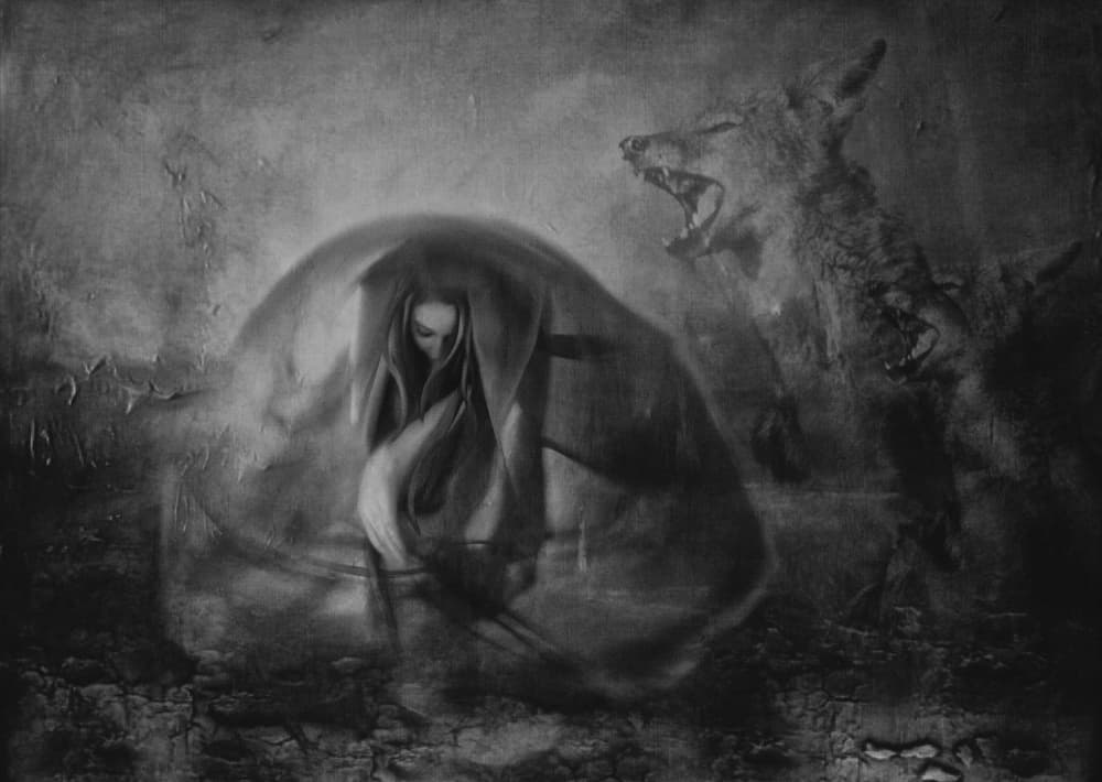 Protected Figure Dark Wolf by Charlaine Gerber — canvas wall art