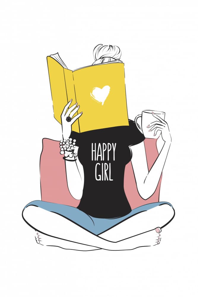 Happy Girl Reading by Martina — canvas wall art
