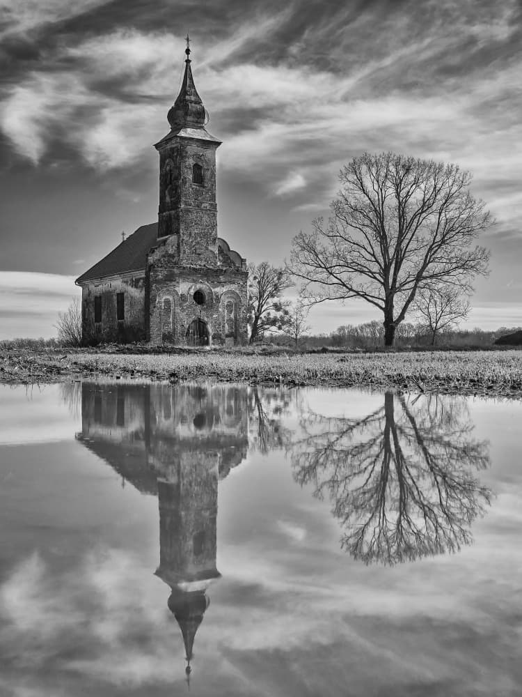 Abandoned Church Reflection by Marko Buntic — canvas wall art