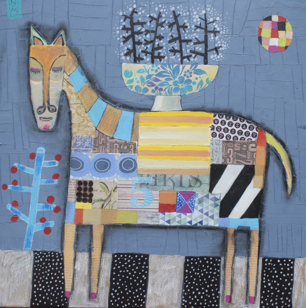 Whimsical Patchwork Horse by Nathaniel Mather — canvas wall art