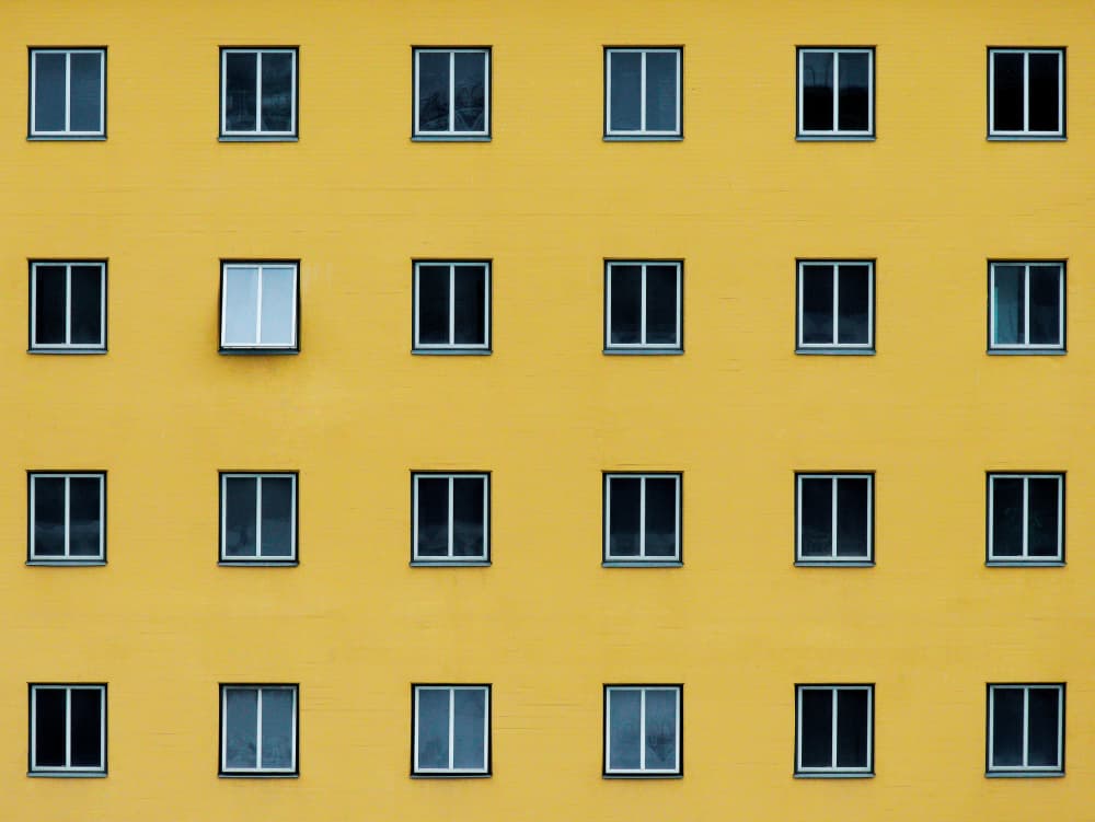 Geometric Yellow Facade by Marius Surleac — canvas wall art