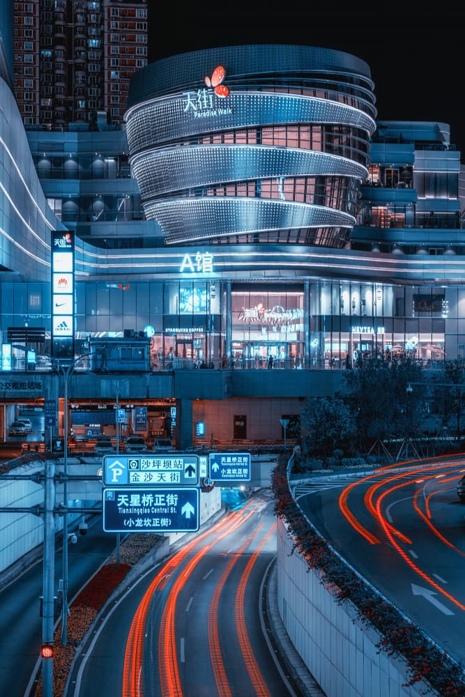 Dynamic City Night Lights by Mei Xu — canvas wall art